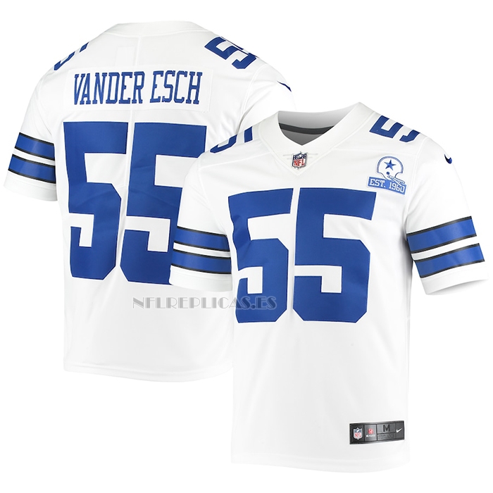 Camiseta NFL Limited Dallas Cowboys Leighton Vander Esch 60th Anniversary Blanco